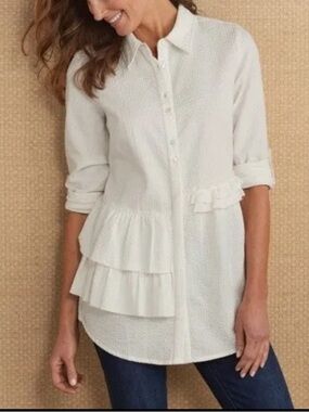 Soft Surroundings Adley Button Up Tunic Shirt